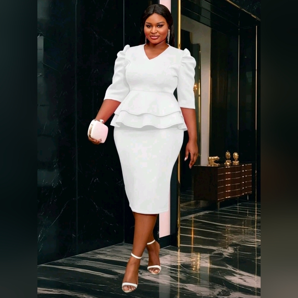 Elegant White Peplum Dress